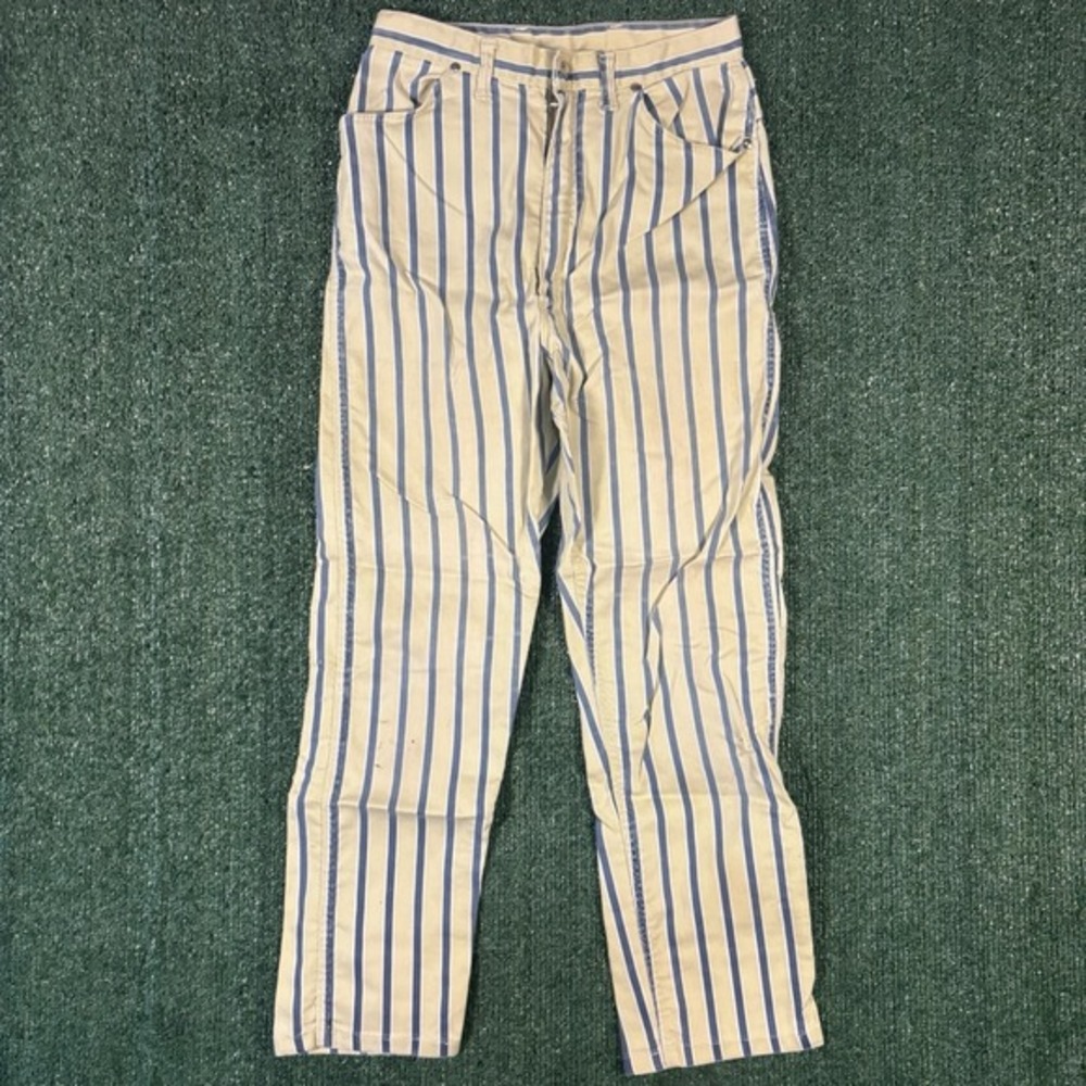 Wrangler Striped Jeans Womens 28 Cream Blue Good Vintage High Waisted‎ Trousers